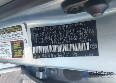 2011 Toyota Avalon Limited z USA, uszkodzony, nr VIN 4T1BK3DB9BU440029